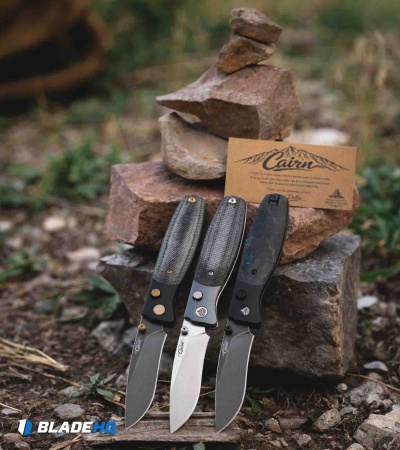 QSP Cairn Button Liner Lock Knife Denim Micarta (3.11" Black SW S90V)
